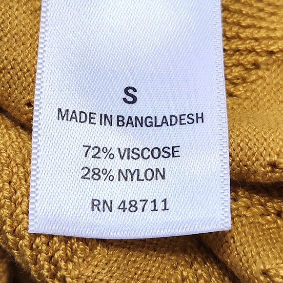 Ophelia Roe Puff Sleeve Gold Yellow Medallion Knit Eyelet Sweater Size S - Picture 13 of 14